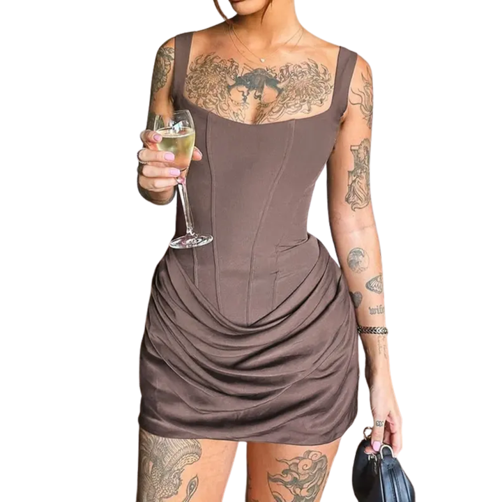 MARIBETH™ – Sexy Ruched Drawstring Corset Mini Dress
