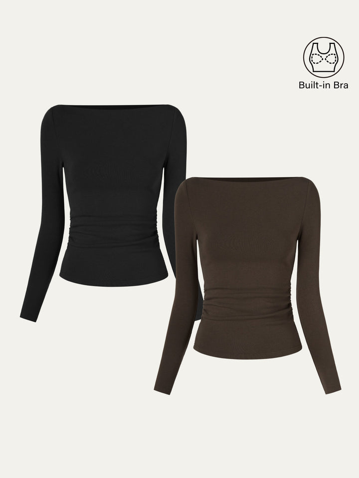 Matilda Long sleeve Boatneck Top