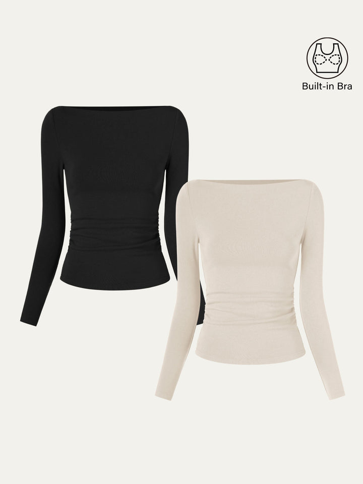 Matilda Long sleeve Boatneck Top