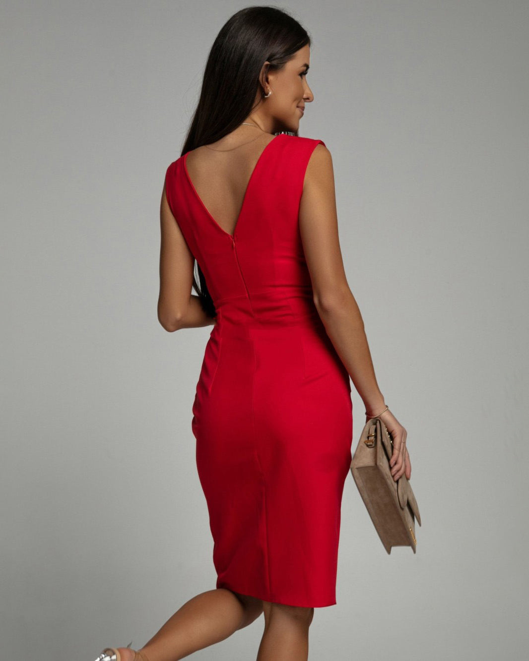 Party Elegant Draped Midi Dress