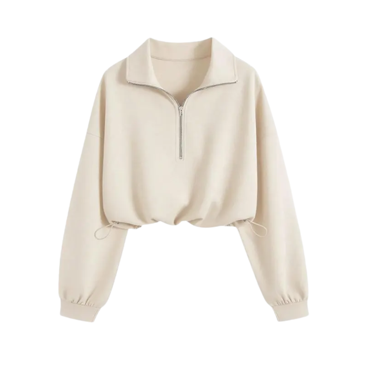 ISOLENE™ – Comfortable Half-Zip Drawstring Cropped Sweatshirt