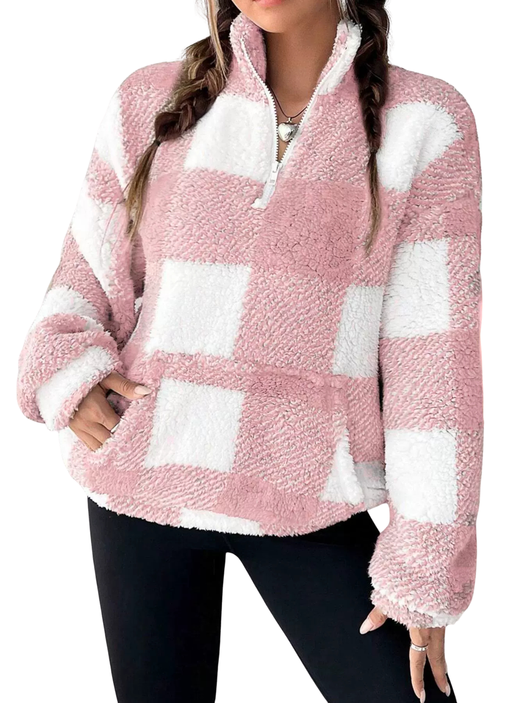 HILARY™ – Casual Plaid Half Zip Pullover