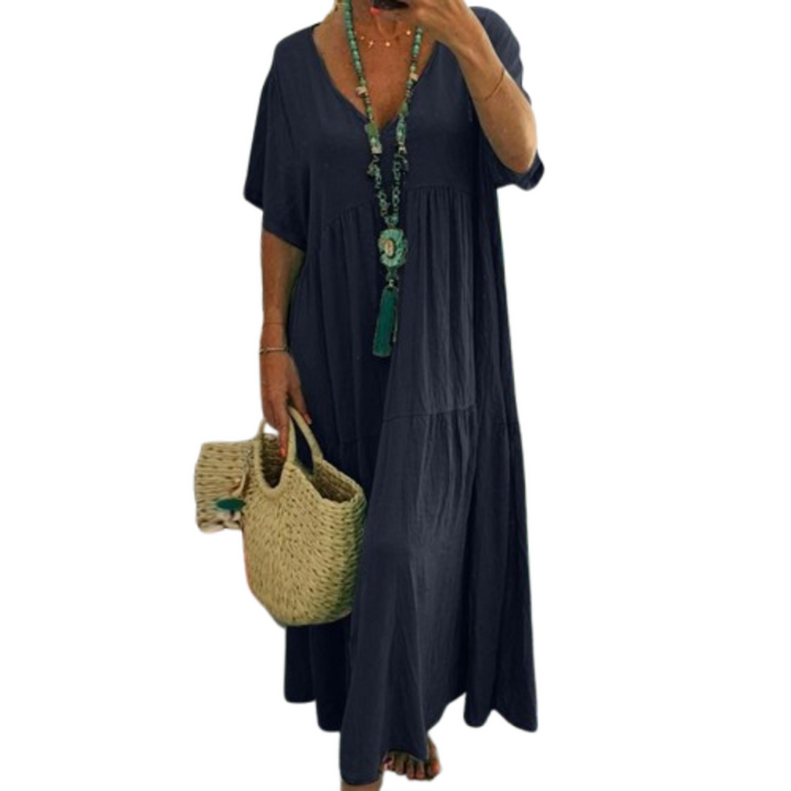 VIVIANI™ – Comfy V-Neck Casual Ruffle Boho Dress