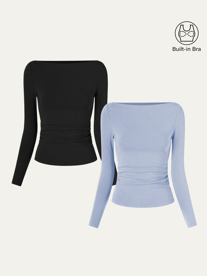 Matilda Long sleeve Boatneck Top