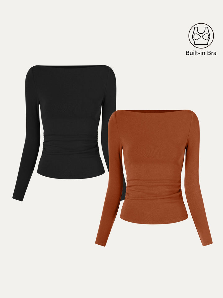 Matilda Long sleeve Boatneck Top