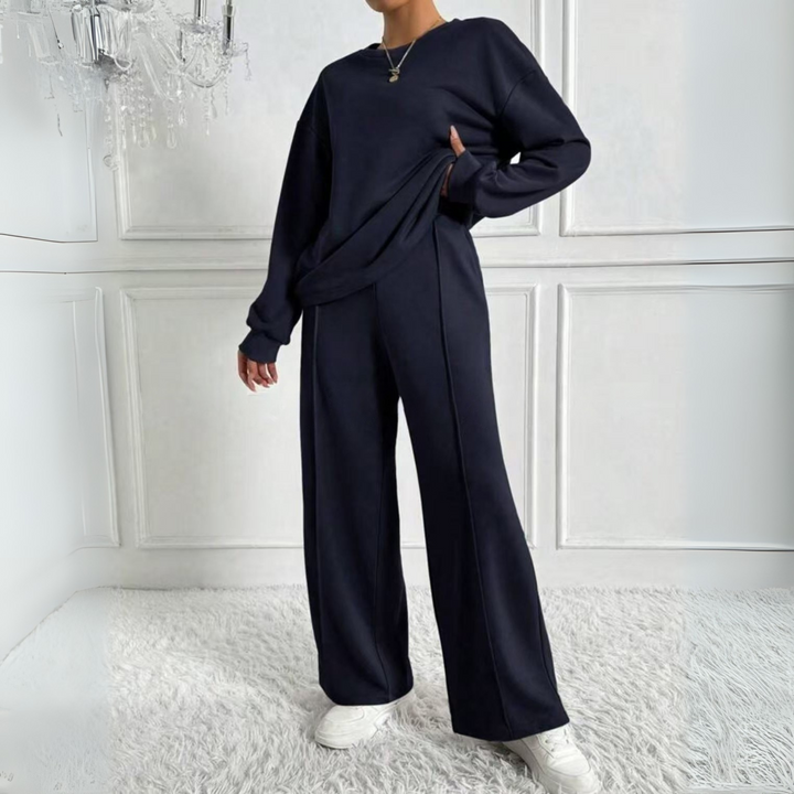 TINIDOR™ - Casual Long Sleeve Sweatshirt and High Waist Pants Set