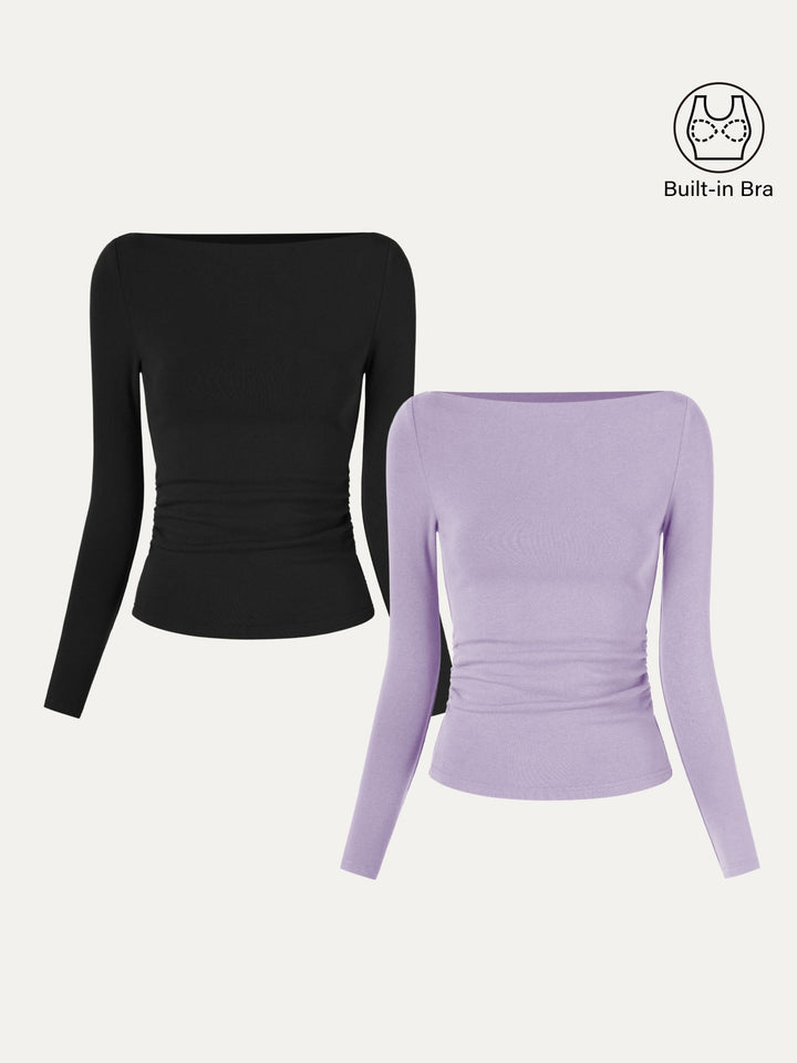 Matilda Long sleeve Boatneck Top