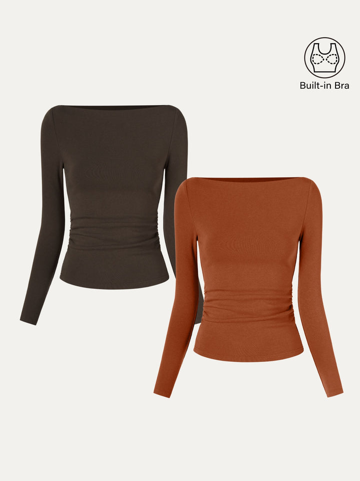 Matilda Long sleeve Boatneck Top