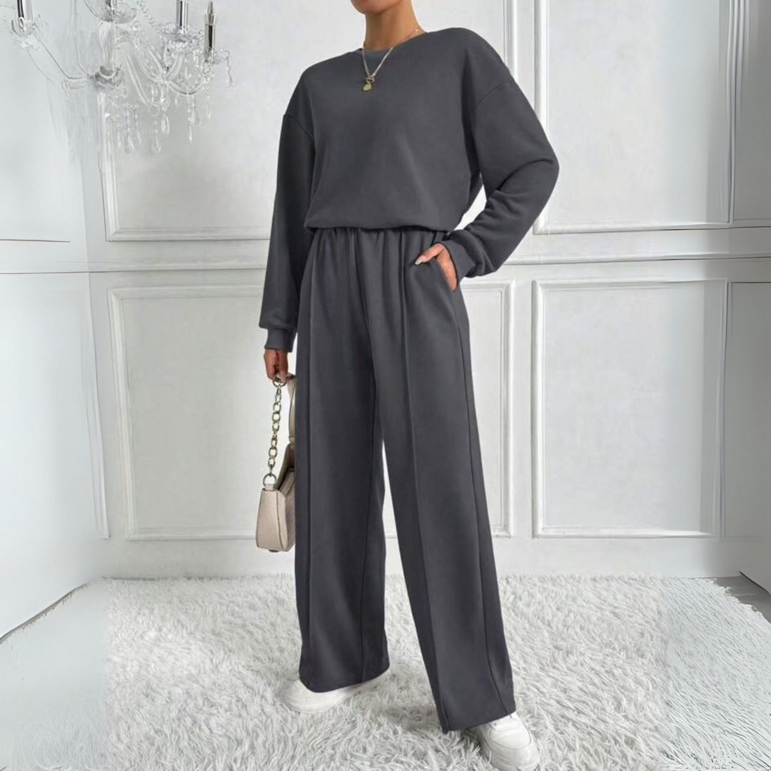 TINIDOR™ - Casual Long Sleeve Sweatshirt and High Waist Pants Set