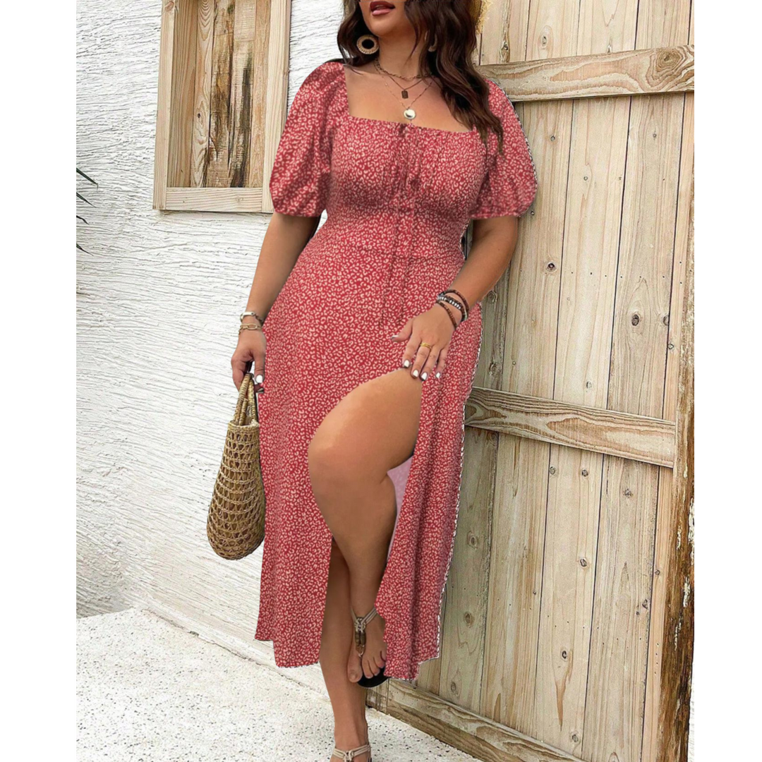 VEYA™ – Classy Plus Size Puff Sleeve Maxi Dress