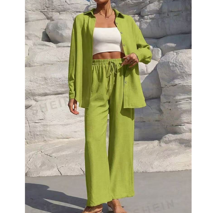 VANORA™ – Comfy Long Sleeve Blouse and Trouser Co-ord Set