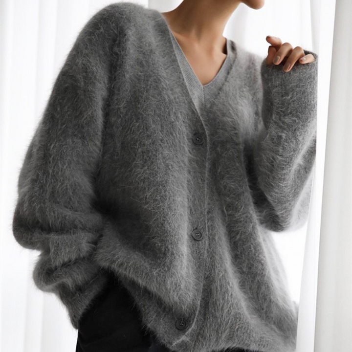 VYOMI™ - Comfy Button Front Drop Shoulder Cardigan