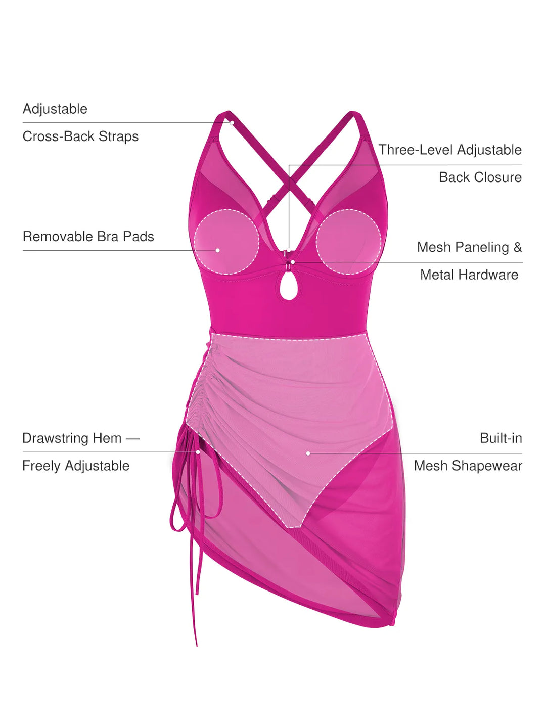 ANSA- Sculpting Mesh Stylish Swimsuit