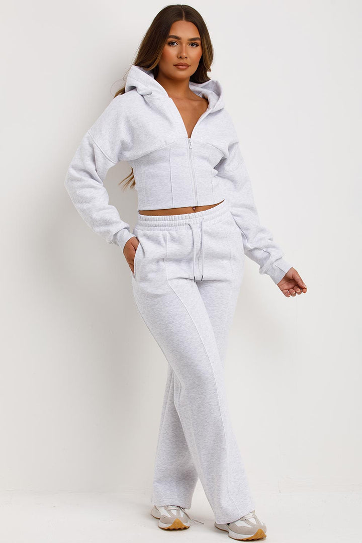Grey Corset Tracksuit Co Ord Set