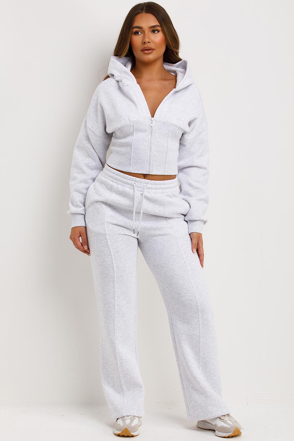Grey Corset Tracksuit Co Ord Set