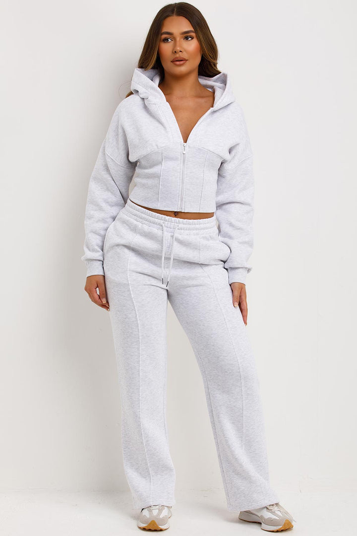 Grey Corset Tracksuit Co Ord Set