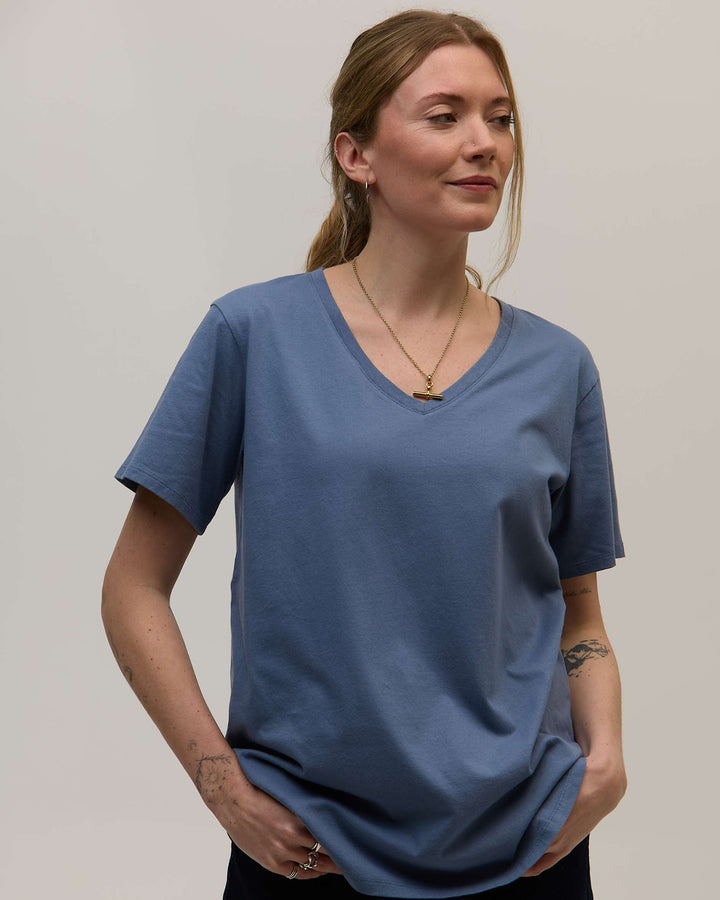MIA- Blue V shape cotton t shirt