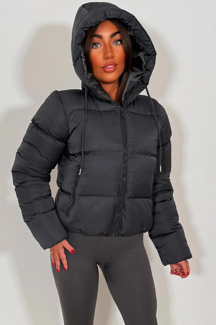 Hooded Puffer Jacket Charcoal Grey