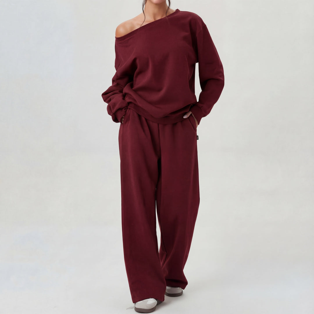 NELIA™ - Casual One-Shoulder Long Sleeve Two-Piece Set