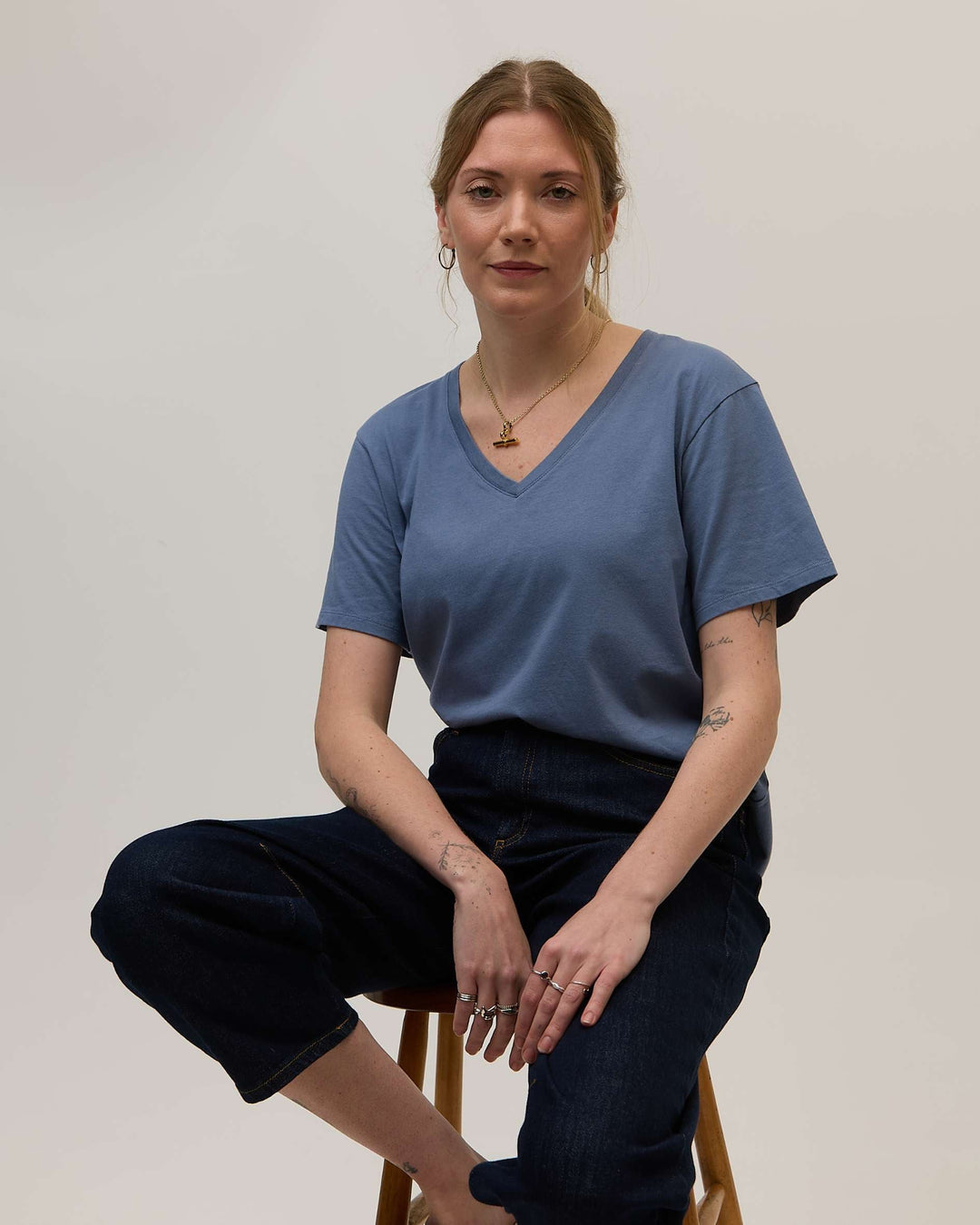 MIA- Blue V shape cotton t shirt