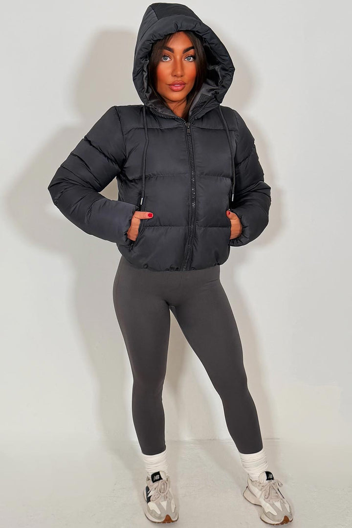 Hooded Puffer Jacket Charcoal Grey