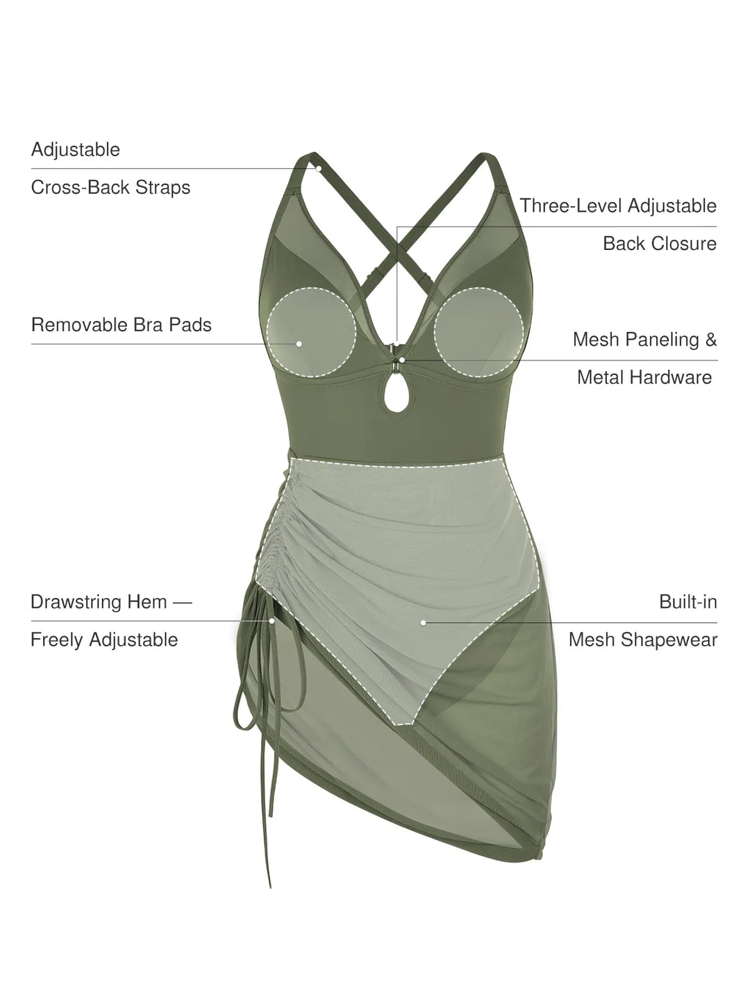 ANSA- Sculpting Mesh Stylish Swimsuit