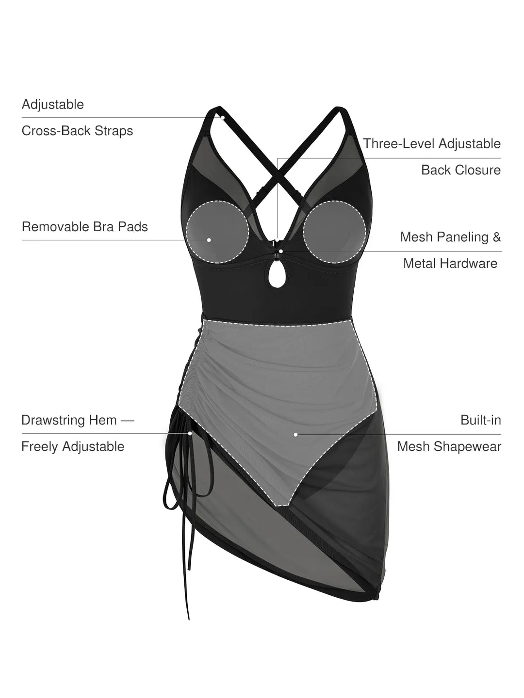 ANSA- Sculpting Mesh Stylish Swimsuit