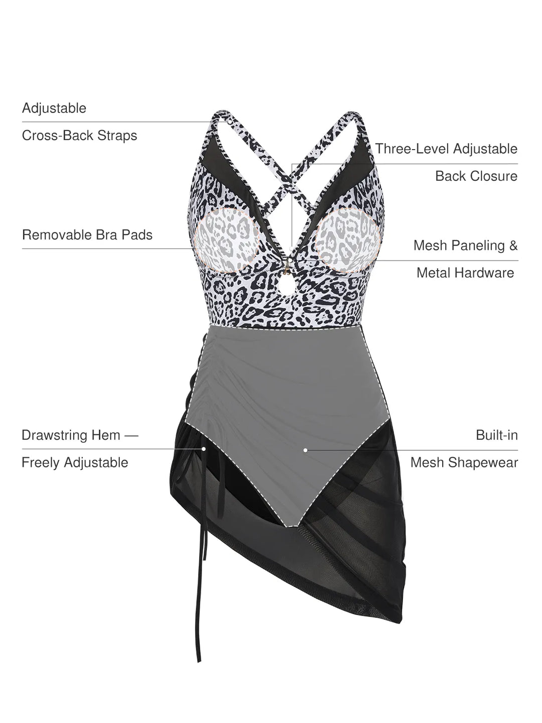 ANSA- Sculpting Mesh Stylish Swimsuit