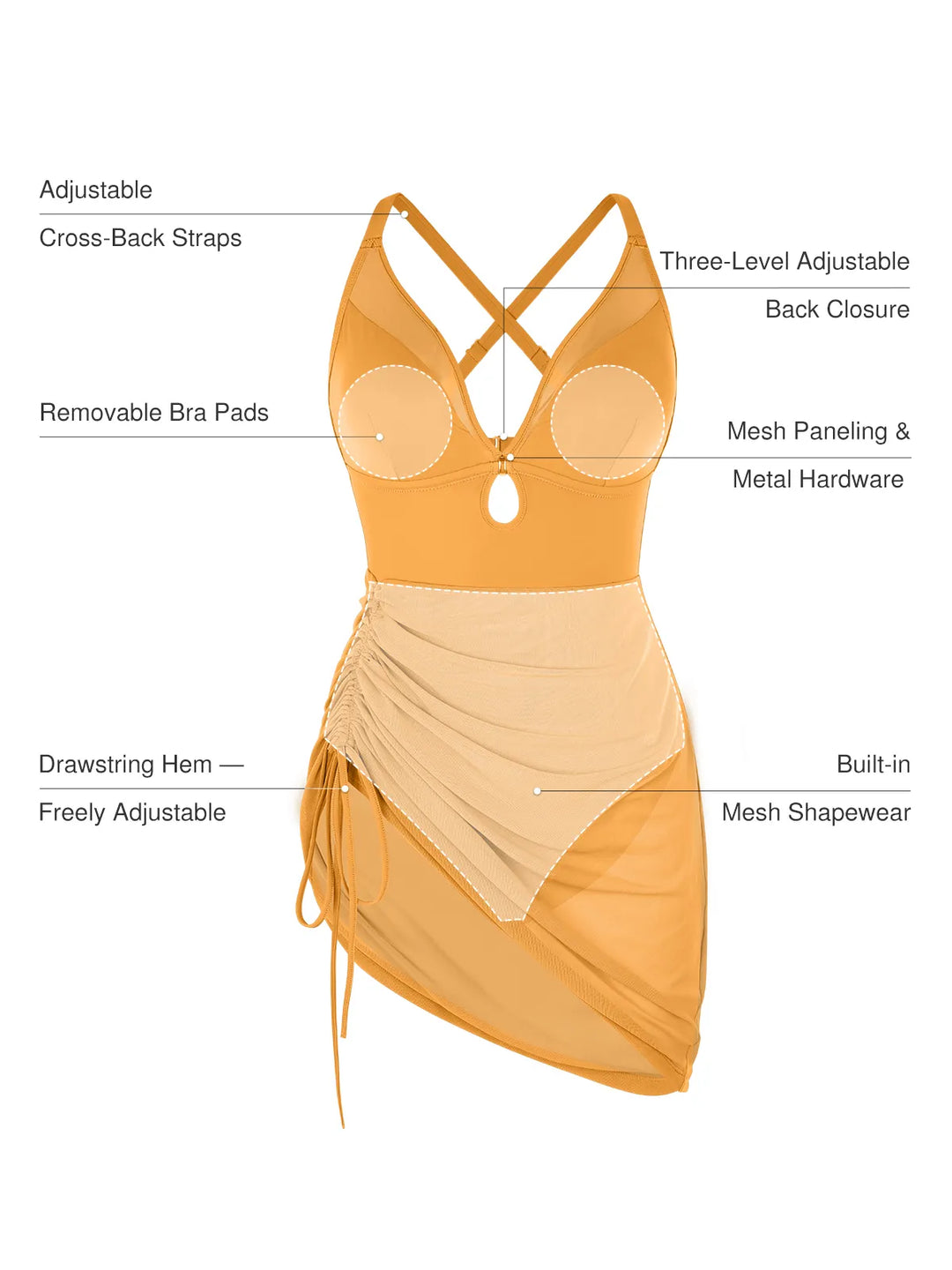 ANSA- Sculpting Mesh Stylish Swimsuit