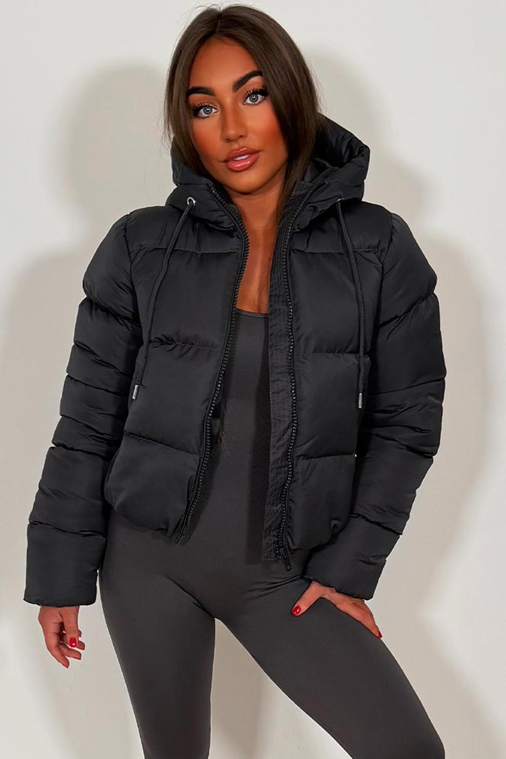 Hooded Puffer Jacket Charcoal Grey