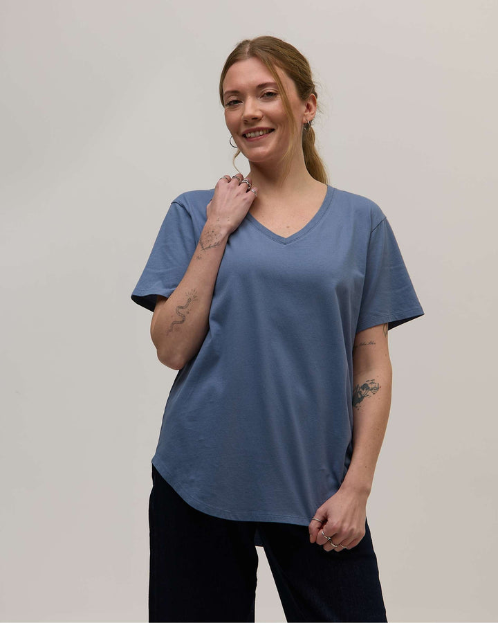 MIA- Blue V shape cotton t shirt
