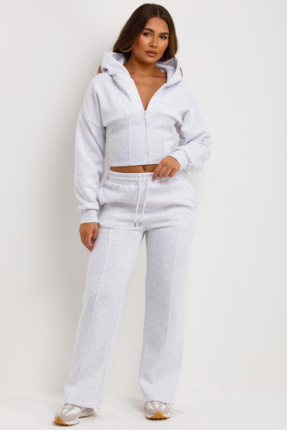 Grey Corset Tracksuit Co Ord Set