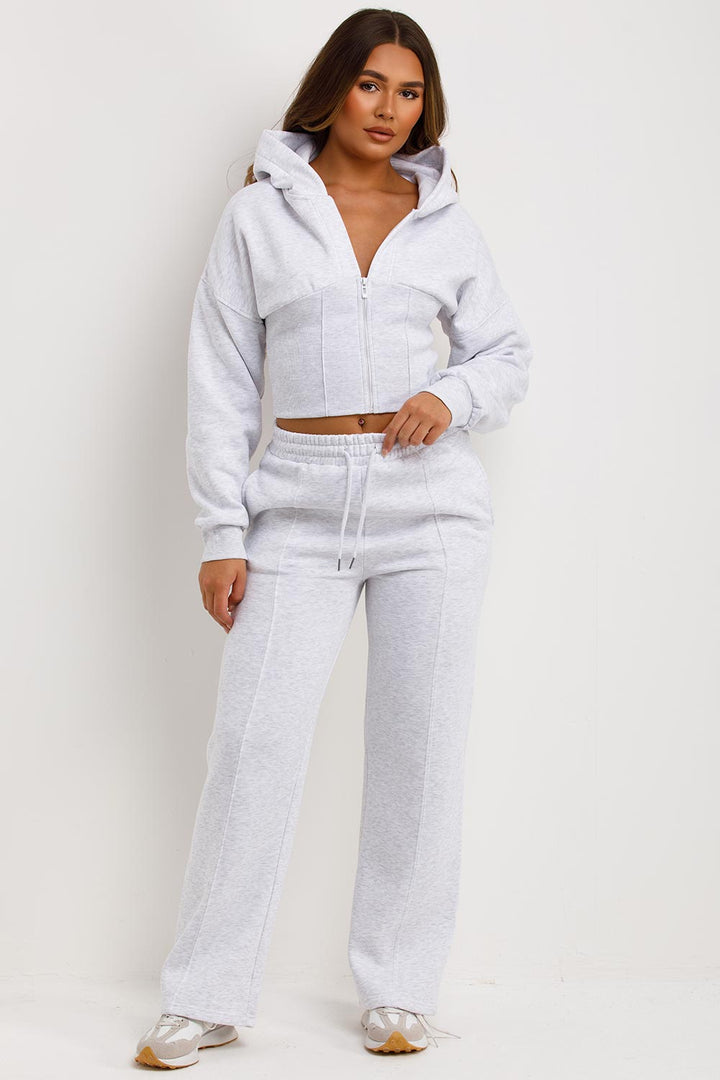 Grey Corset Tracksuit Co Ord Set