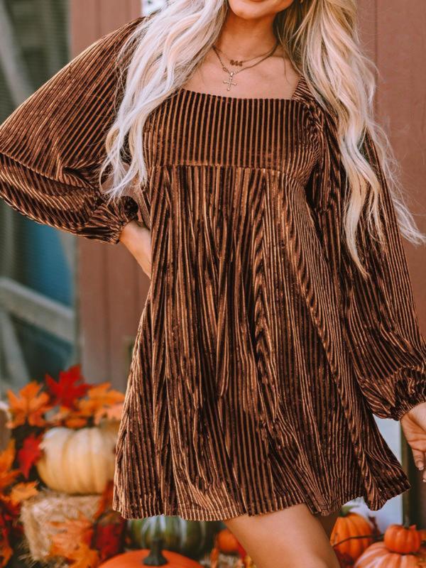 OLIVERA™ - Chic Bishop Long Sleeve A-Line Dress with Square Neck